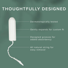 Veeda unscented tampon demonstrating hypoallergenic design for sensitive users.