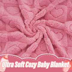 VEIDIA plush heart-checkered blanket for stroller trips adds soft warmth on the go.