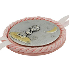 Venerare crib medal Holy Family design offers meaningful nursery decor