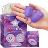Venus Menstrual Cup starter kit with two cups for flexible sizing and reuse.