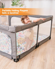 Veraste portable baby playpen with carry bag for travel.