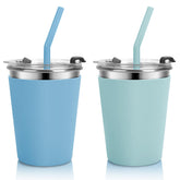 Vermida blue and green leak-proof kids cups for school and travel