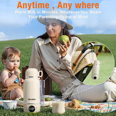 Veroline portable bottle warmer with a compact design fits in a diaper bag.