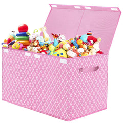 VERONLY toy box chest with pink lid for organized toy storage and quick access.
