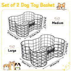 Vesici bone-shaped dog toy basket (16x12x6) ideal for large toy storage.