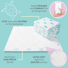 Vesta Baby 65 provides 15x20 inch coverage for car seats and tables.