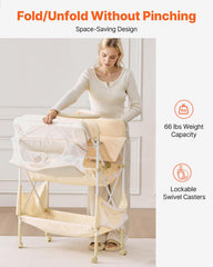 VEVOR changing table folded with wheels and lock for easy transport