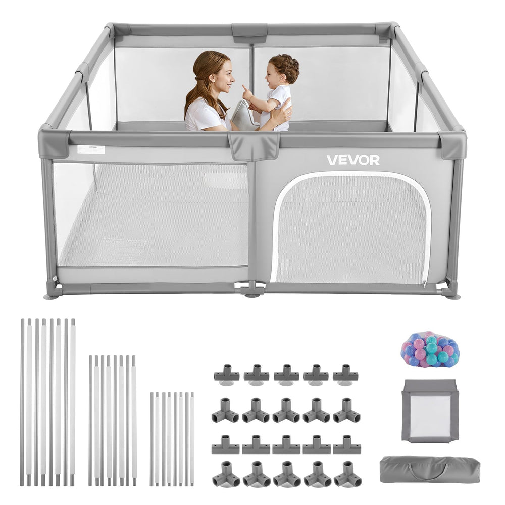 VEVOR Baby Playpen exterior dimensions showing ample space for safe supervision