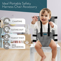 Vevoza compact travel high chair harness showcases secure feeding on the go