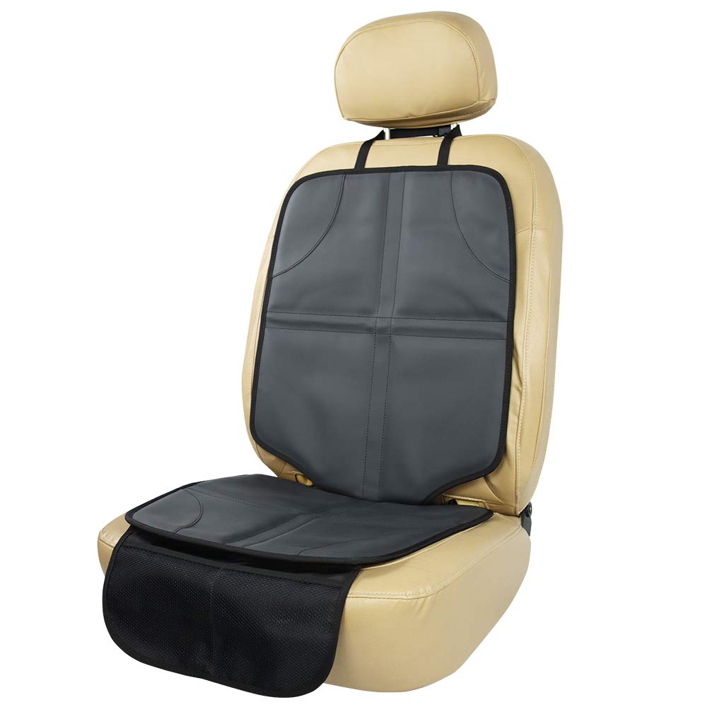 Viaviat leather booster protector front view showing the waterproof surface.