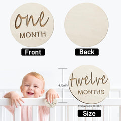 Vichona milestone card for two months, smooth wood for safe handling.