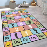 VICIKOIA Kid Hopscotch Rug with ABCs and numbers, ideal for interactive learning at home.