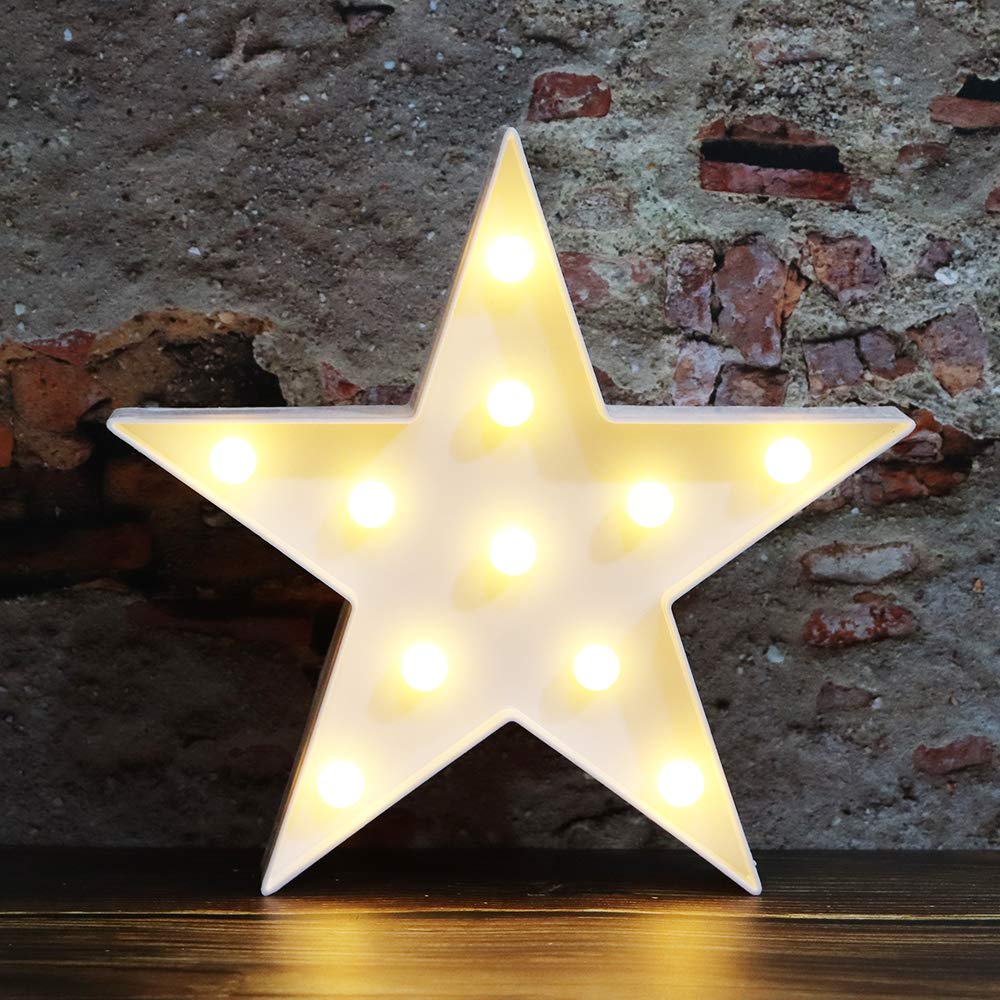 Vicila LED marquee star night light provides safe, warm illumination for kids' rooms.