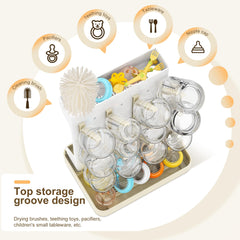 Viddett drying rack brushes and bottle parts neatly stored for easy access.
