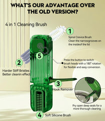 Vidonio stranded slit brush cleans delicate rims and tight corners.