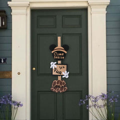 Vignye mouse safari door sign brightens doorway for celebrations.