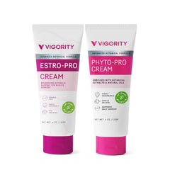 Vigority Estro-Pro Cream bottle close-up for daily skin comfort and hydration.