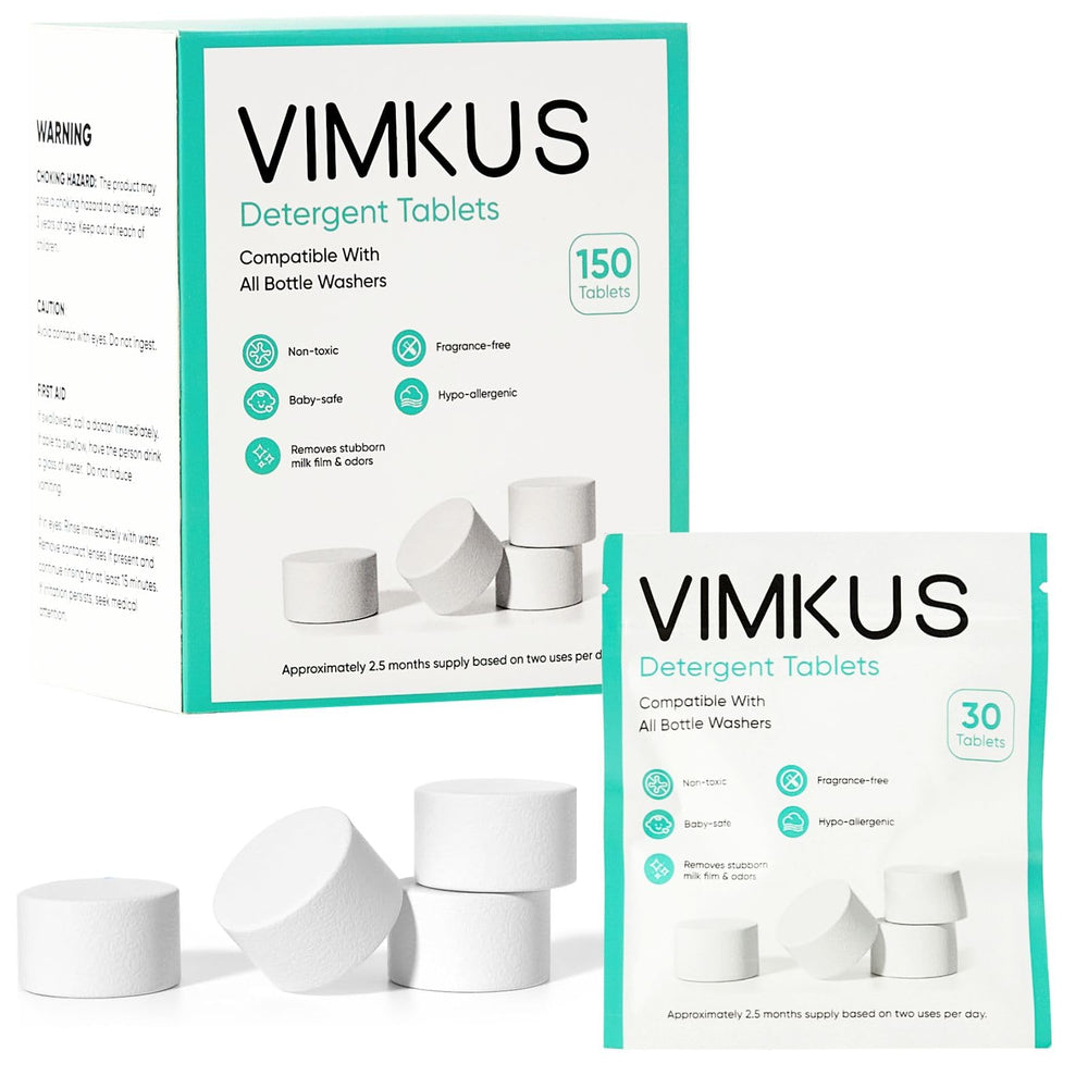 VIMKUS 150pcs detergent tablets packaging with resealable bags for convenient use.