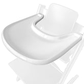 VIMKUS high chair tray top view shows compatibility with Stokke Tripp Trapp for meals.