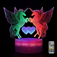 Vinciph 3D Unicorn Night Light base illumination creating calming bedtime glow.
