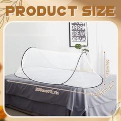 Vincreem pop-up mosquito net shown open for instant coverage without assembly.