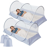 Vincreem two-pack pop-up mosquito nets protecting bed indoors and outdoors