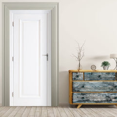 VIRANDA 3D door mural close-up on white wood panel with lifelike texture