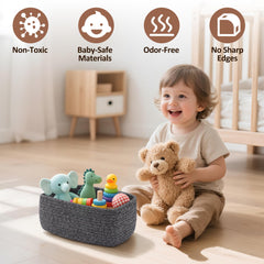 VIRETH HAUS five-pack storage bins organized on closet shelf.