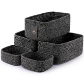 VIRETH HAUS small cream woven rope basket on shelf for tidy storage.