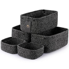 VIRETH HAUS small cream woven rope basket on shelf for tidy storage.