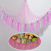 VISATOR stuffed animal hammock in boho macrame with LED light for cozy display