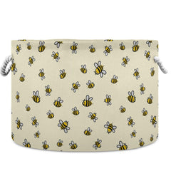 Visesunny bee pattern basket helps nursery plush toys stay organized