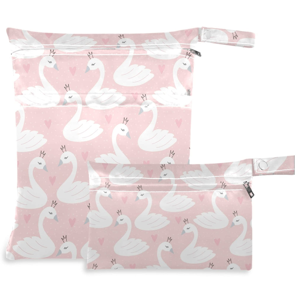 Visesunny Cute Swan Heart wet bag large pocket holds multiple cloth diapers on the go
