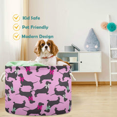 Visesunny dachshund bow dog basket great for pet toys and decor.