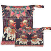 Visesunny Exotic Elephant Peacock Mandala Wet Bag large keeps diapers dry and odors contained on the go.