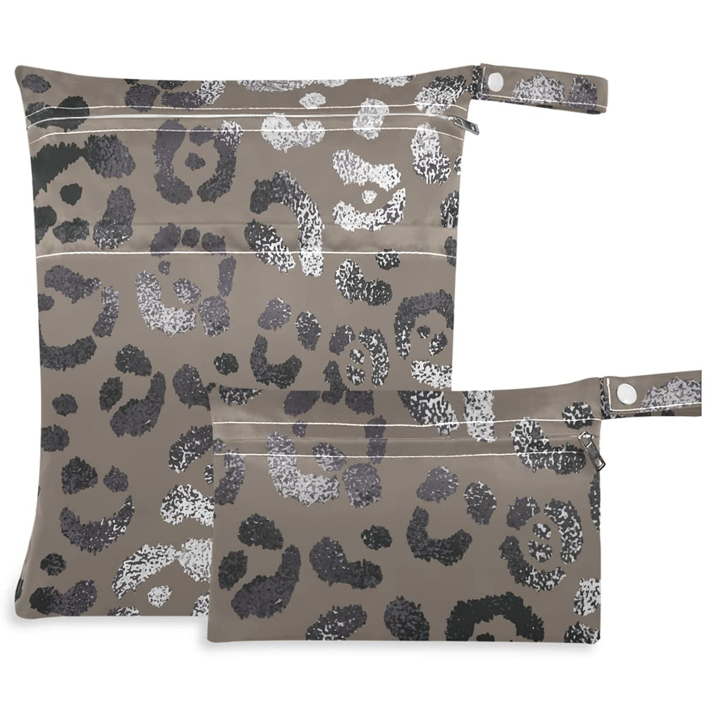 Visesunny wet bag with leopard texture and two pockets for dry items.