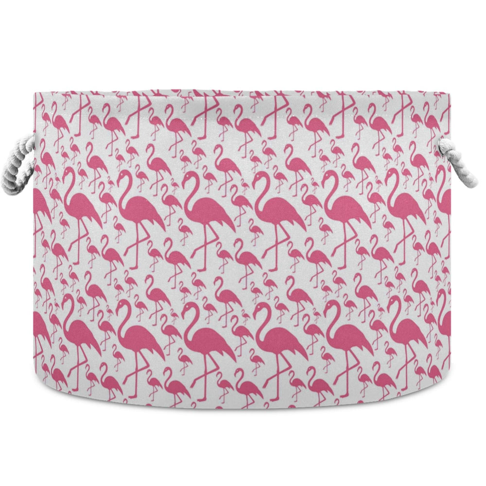 Visesunny pink flamingo collapsible basket for space-saving storage of blankets and toys.