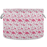 Visesunny pink flamingo collapsible basket for space-saving storage of blankets and toys.