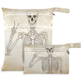 Visesunny Skeleton Wet Bag large with dual zippers keeps wet and dry items separate.