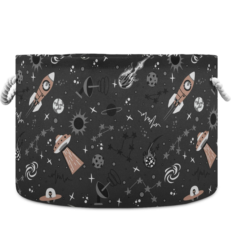 Visesunny spaceship star basket with cotton handles for large blankets and toys storage