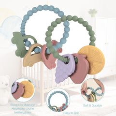 VISEWI teether car pattern closeup adds visual interest while soothing sore gums.