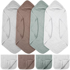 VitalCozy grey hooded towel keeps baby warm and dry after bath
