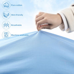 VitalCozy blue sheet; machine washable for quick daycare cleanups.
