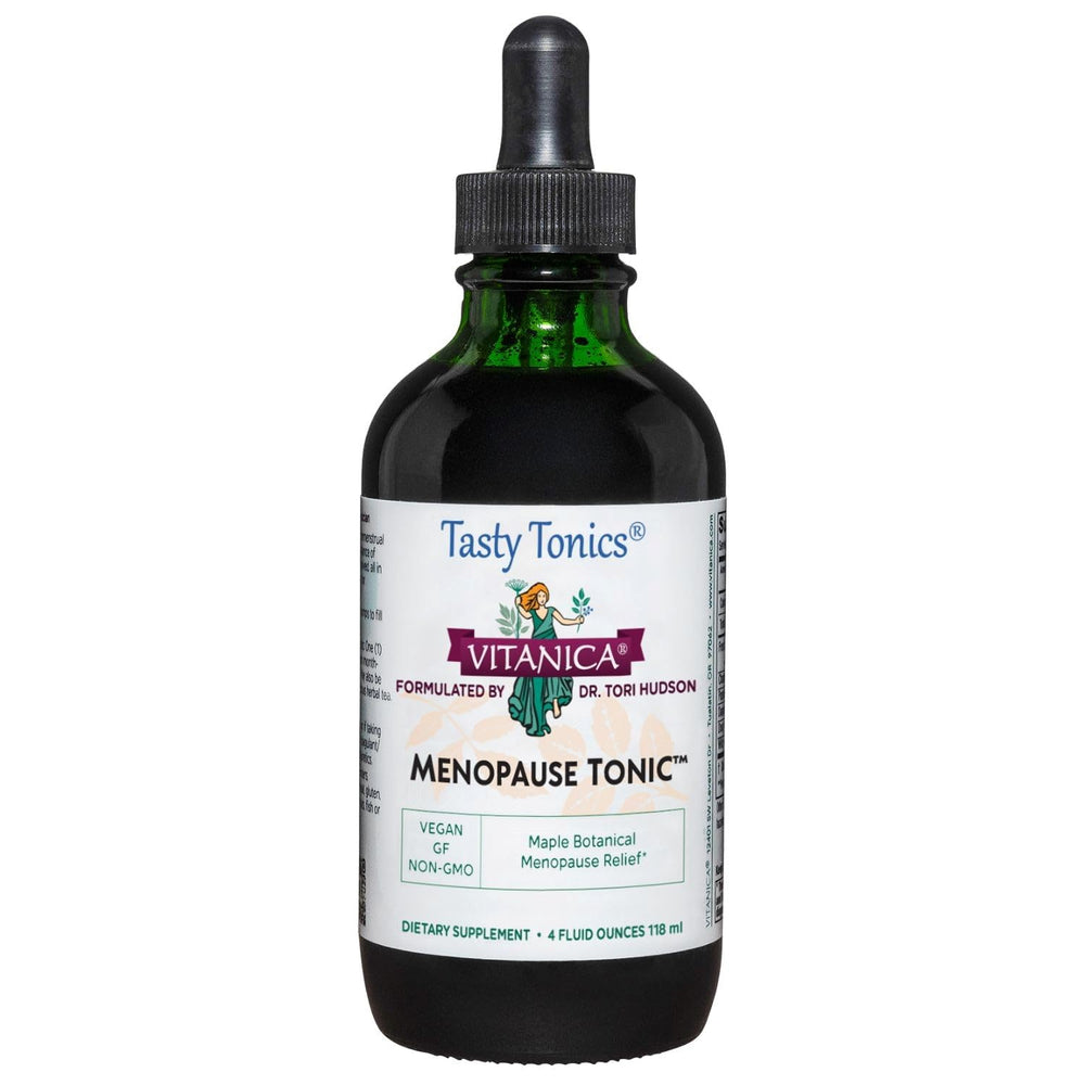 Vitanica Menopause Tonic bottle with maple flavor for daily symptom support