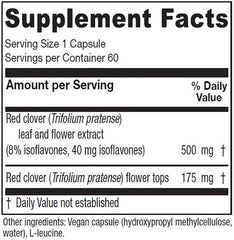 Vitanica red clover extract label closeup shows isoflavone content for perimenopause support.