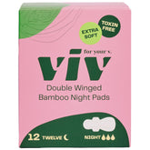 Viv for Your V bamboo overnight pad package highlights eco-friendly design and night protection.