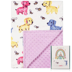 VivaCozy baby blanket with dog bee purple pattern offers cozy comfort for naps