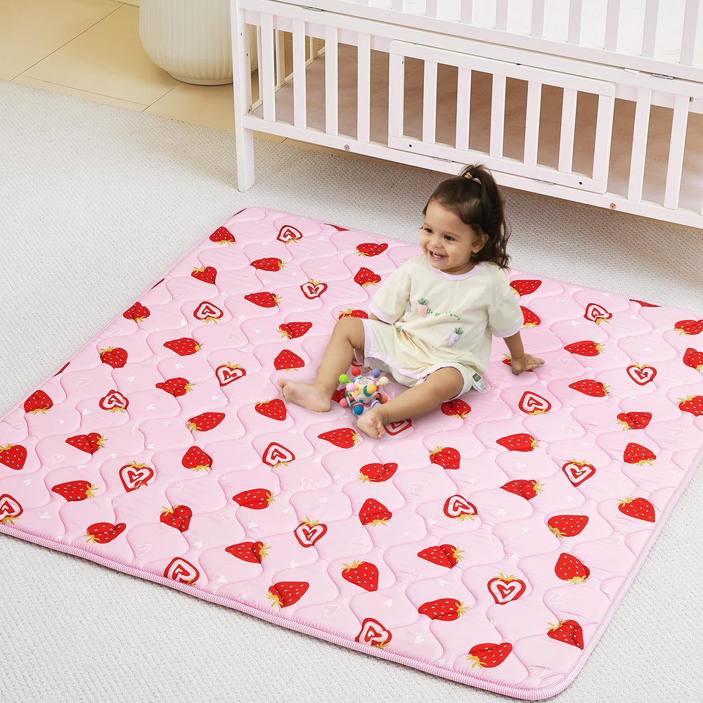Viviland baby play mat 50x50 offers a roomy, safe crawling area.
