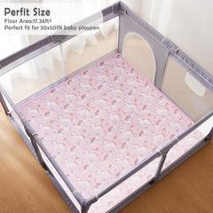 Viviland Baby Play Mat highlights thick cushioning for gentle tumbles and soft landings.