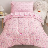 Viviland Rainbow Heart pink comforter shows soft microfiber for cozy nights